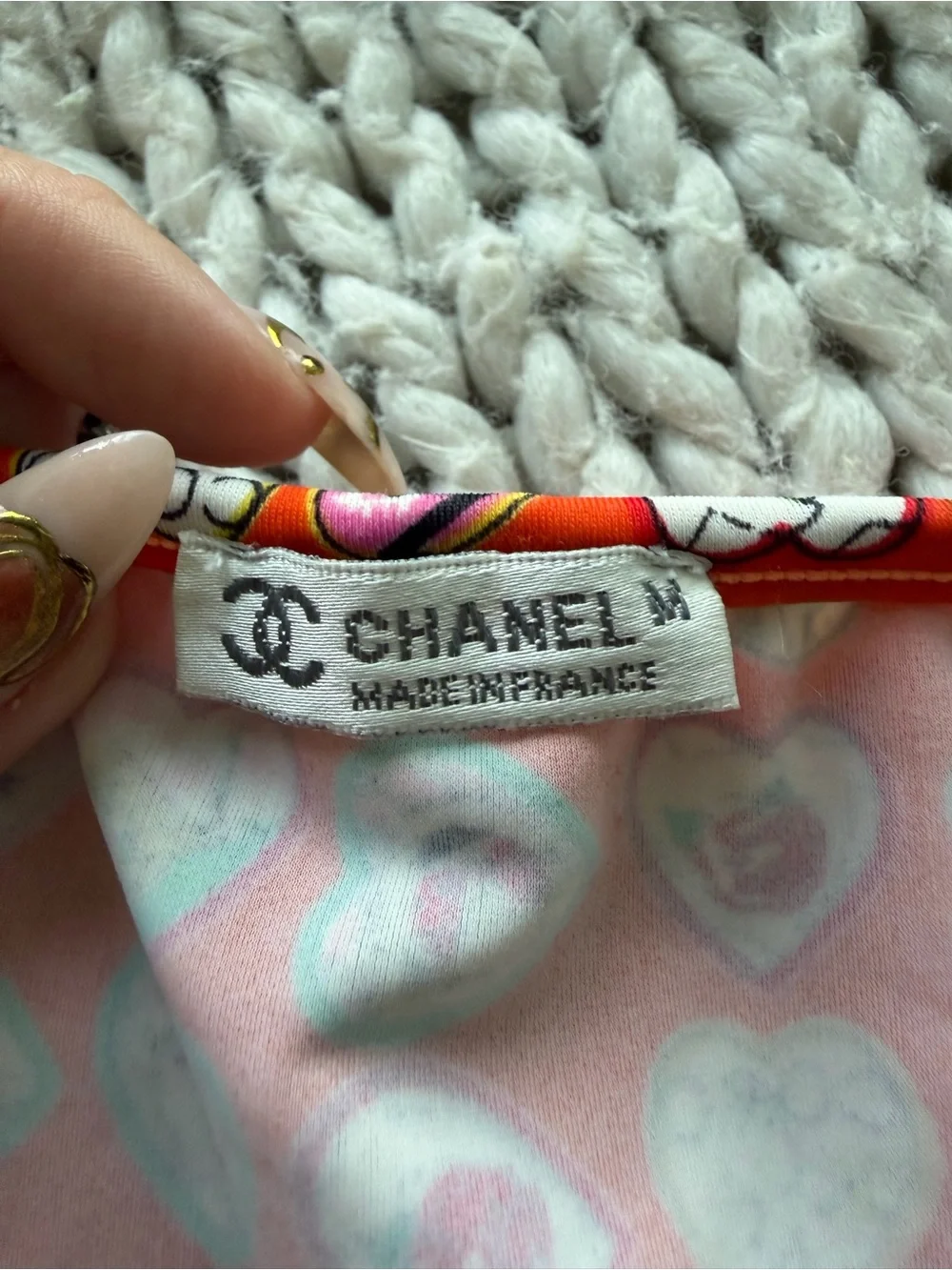 CHANEL orange VINTAGE multicolor Heart-Print Bikini - very good conditions - M